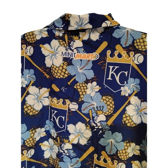 Kansas City Royals Men's Size M Minit Mart Blue Hawaiian MLB Stadium Shirt - Picture 6 of 9